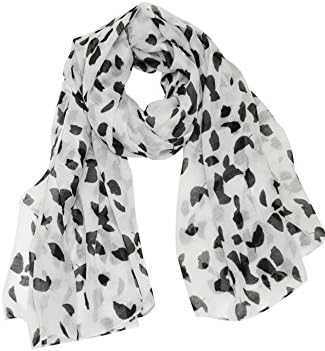 CalLife B/W Leaf Pattern Fashionable and Elegant Large Scarf for Women