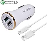 Earldom [Quick Charge 3.0] Rapid Fast USB Car Charger for LG G5,G6,V20,HTC 10,Samsung Galaxy S8,S8 Plus,iPad,iPhone and more (USB Type C Cable Included)