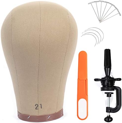 Wig Head Stand Cork Canvas Block Durable and Sturdy Mannequin Head for Wigs Making Display 21 inch
