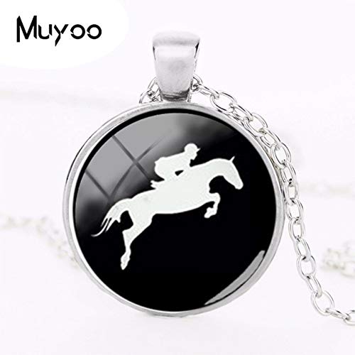 Davitu Pendant Necklaces - 2018 New I Love My Arabian Horse Pendant Equestrian Vaulting Club Necklace Silver Glass Art Picture Pendants Round Jewelry HZ1 - (Metal Color: 4, Main Stone Color: Silver)