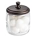 InterDesign Hamilton Bathroom Vanity Glass Canister Jar for Cotton Balls, Swabs, Cosmetic Pads - Clear/Bronze