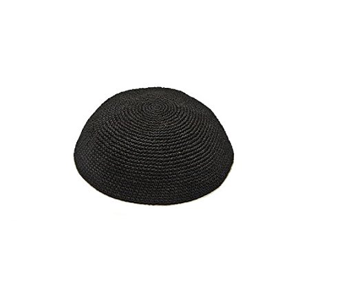 Art Judaica Knitted Yarmulka Kippah Serugah Black - Best Quality Size 20cm 8