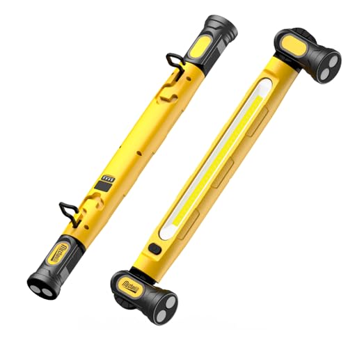 Workshop Lamp 3000LM with 3 Colour Temperatures, Work Light, LED Battery with Magnet and Hook, 5200 mAh USB-C Quick Charge, IP54 Waterproof for Car Repair, Camping, Construction Site, Garage (Yellow)