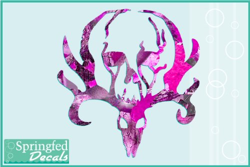 PINK CAMO Deer Skull #1 Cut Vinyl Decal 6