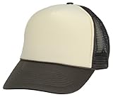 Two Tone Summer Mesh Cap in Brown and Beige Trucker Hat