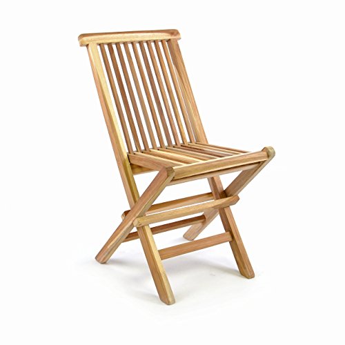 Divero 2er Set Kinderstuhl Gartenstuhl Klappstuhl Holzstuhl Teakholz Stuhl für Terrasse Garten klappbar unbehandelt Natur braun – Bild 3