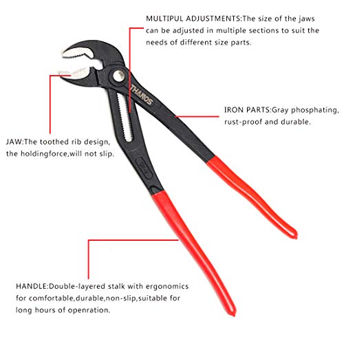 THANOS Tongue and Groove Pliers.Slip Joint Pliers.Water Pump Pliers with Push Button, Quick Adjust Channel Locks Pliers,Plumbing Pliers 10inch