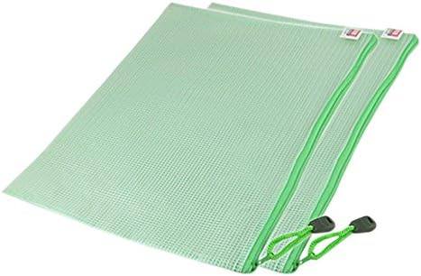 OAIMYY A5-Plastic Zipper Pen File Document Folders Pockets Bags,2-Piece (Green)