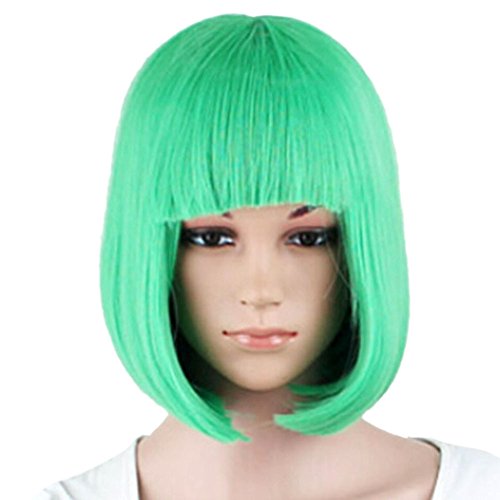 ETOSELL Women Short BOB Hair With Straight Bangs Cosplay Full Wigs Purple