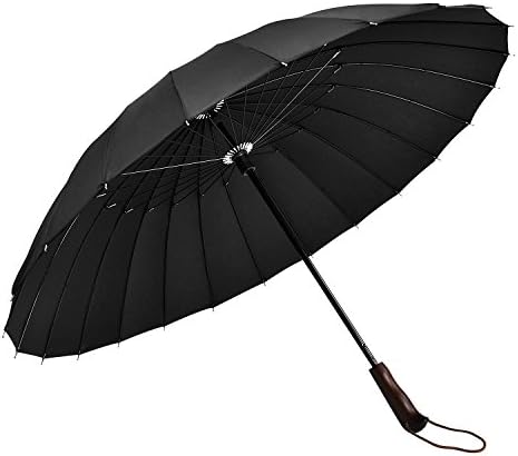 Lennystone 24 Ribs Windproof Umbrella Windproof Travel Golf Umbrella with Strong Enough for All Fierce Wind and Heavy Rain (Black)