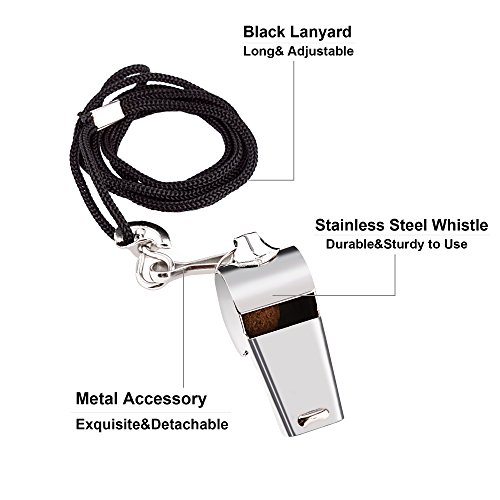 image for KTRIO Stainless Steel Coach Whistle with Lanyard, Sports Referee Whist