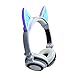 Cat Ear Headphones, DICEKOO Wireless Bluetooth Headset Flashing Glowing Cosplay Fancy LED Light USB Charger Earphone for iPhone 7/6s/iPad/Fire 7,Android Phone, Macbook (White)