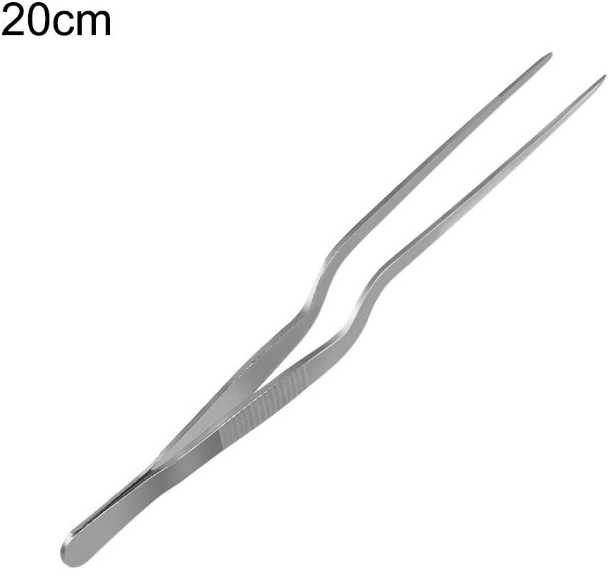 BBQ Clip,Barbecue Tongs,Hot Chef Kitchen Tool Plating Food Tweezer Stainless Steel(20cm)