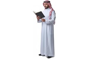 LCKELLONG Men's Thobe Muslim Clothes Long Sleeve Middle East Saudi Kaftan Islamic Abaya Dubai Arab Robe