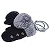 DZT1968 1 Pair Winter Baby Cute Thick Gloves Mittens With String (0-12 Months) (Black)