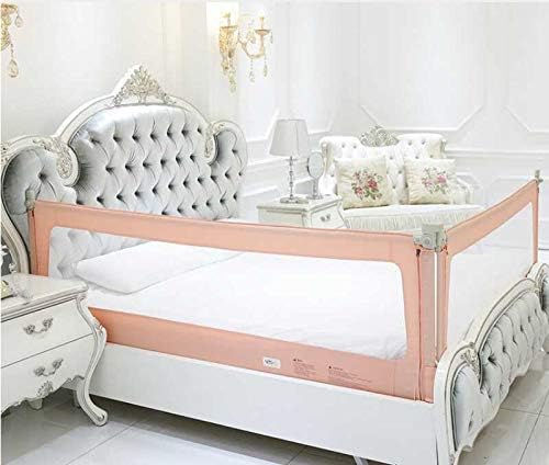 2 Set for 2 Sides (1 Set of 2 M for Length Side and 1 Set of 1.9 M for feet Side) King Size Bed Safety Bed GuardRail Bed Fence for Children, Toddlers, Infants-Pink Color