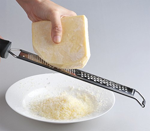 Wide Citrus Lemon Zester and Kitchen Cheese Grater 18/8 Stainless Steel Slicer for Ginger, Garlic, Nutmeg, Chocolate, Vegetables, Fruits Razor Sharp Blade - Colorfull Ergonomic Handle Color Black - Thumbnail 3