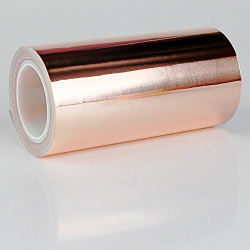 Copper Foil Tape - with Conductive Adhesive - Slug & Snail Repellent, Guitar, EMI Shielding, Electrical Repair, Stained Glass - 100mm x 4Meter (4" x 13 ft x 1 pcs)
