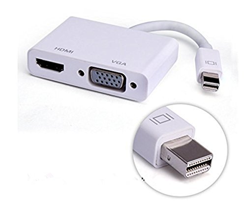 Beyda Mini DisplayPort to VGA & HDMI Converter Adapter for Macbook or IMac HDMI to VGA & Audio HD Video Cable Converter Adapter in White