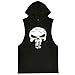 GZXISI Mens Skull Print Stringer Bodybuilding Gym Tank Tops Workout Fitness Vest with Hoodie (Black, Medium)