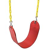 Squirrel Products Heavy Duty Swing Seat - Swing Set Accessories Swing Seat Replacement and Carabiners for Easy Install - Red