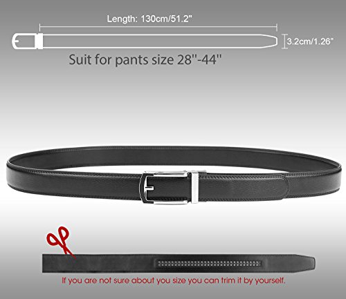 WERFORU Leather Ratchet Dress Belt for Men Perfect Fit Waist Size Up to 44" with Automatic Buckle