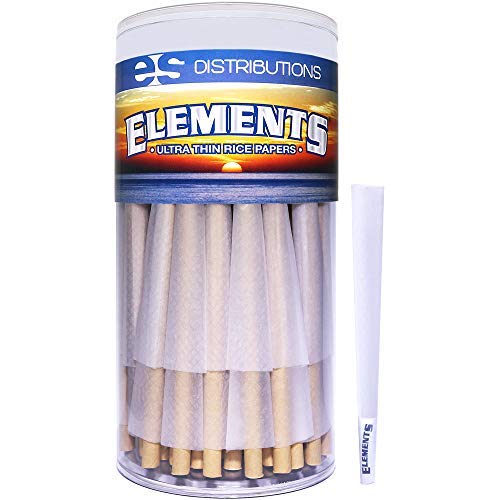 Elements Cones King Size | 100 Pack | Natural Pre Rolled Rice Rolling Paper with Tips and Packing Sticks Included (Best King Size Rolling Papers)