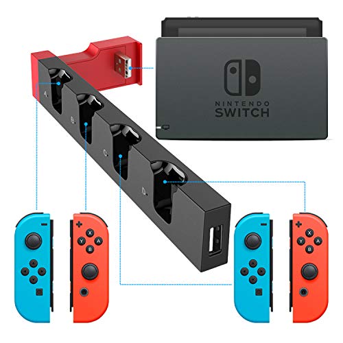 Charging Dock For Nintendo Switch Joy Cons Controllers Add To Switch Dock Portable Desktop Charging Station Stand With Extended Usb Port Black Red Pricepulse
