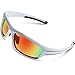 TOREGE Polarized Sports Sunglasses for Man Women Cycling Running Fishing Golf TR90 Unbreakable Frame TR034 (Sliver&Black&Red)