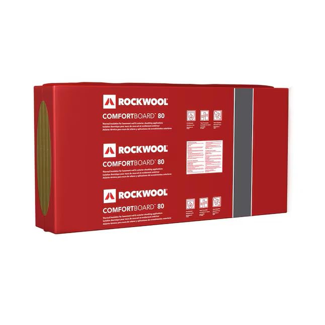Photo 1 of Rockwool RXCB11224, ComfortBoard 80 R-6.3 Rigid Stone Wool Insulation Board, 1.5" x 24" x 48", Covers 48 sq. feet, Fire Resistant