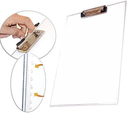RangTeq Transparent Exam Pads with Clipboard - Documents Remain Visible with One Side Ruler