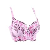 FUNOC New Womens Embroidered Underwired Side Support Plunge Push Up Bra