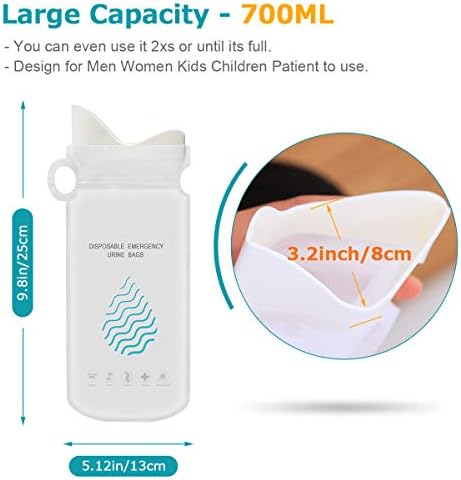 20 Pack (700 ML) Disposable Urinal Bags, Camping Pee Bags, Unisex Urine Bags Vomit Bags for Travel Urinal Toilet Traffic Jam Emergency Portable Toilet Bee Bag for Men Women Kids Children Patient 3 20 Pack (700 ML) Disposable Urinal Bags, Camping Pee Bags, Unisex Urine Bags Vomit Bags for Travel Urinal Toilet Traffic Jam Emergency Portable Toilet Bee Bag for Men Women Kids Children Patient