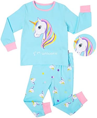 Girls' Unicorn Long Sleeve Odell Combed Cotton Pajamas Set Sleepwear