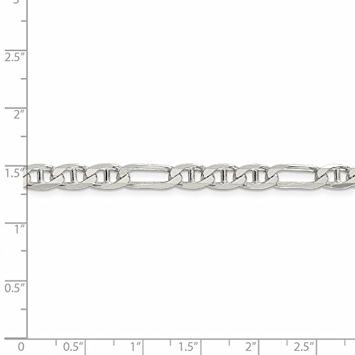 925 Sterling Silver 5.5mm Figaro Anchor Chain 22 Inch - Thumbnail 4