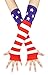 Bienvenu Women's Extra Long Striped Socks Glove Set Over Knee High Opaque Stockings,Red Blue