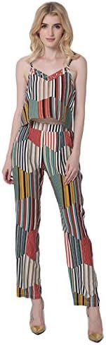 Autumn Melody Stylish Women Sexy Dew Shoulder Tops Striped Trousers Casual Pants Set Size M US (Red)