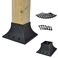 Myard PNP114040 4x4 (Actual 3.5x3.5) Inches Post Base Cover Skirt Flange with Screws for Deck Porch Handrail Railing Support Trim Anchor (Qty 1, Black)