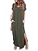 Women's Pockets Maxi Dresses Short Sleeve Split Casual Loose Summer Long Dress Army Green