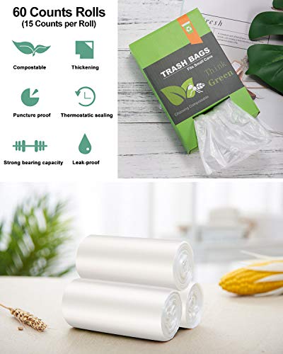 13-15 Gallon Tall Kitchen Trash Bags Compostable Trash bags 1.18Mils Unscented Trash Bags fit 55L Garbage Can White Heavy Duty Garbage Bags for Kitchen Garden Backyard Home