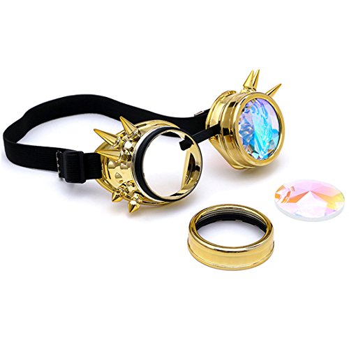 Careonline Vintage STEAMPUNK GOGGLES&Glasses Bling Lens Rustic Goth COSPLAY PARTY Rivets