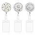 Retractable Badge Holder Reel, FEELSO Metal Heavy Duty Bling Badge Holder with Belt Clip and 9pcs Plastic ID Card Badge Holders, Steel Wire Cord Reel Up to 25 inch (3 Pack)