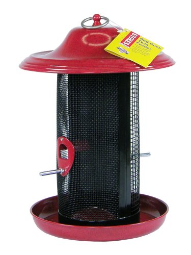 Stokes Select Red Rock Twin Chamber Bird Feeder with Metal Roof, Red, 2.4 lb Seed Capacity