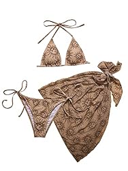 SOLY HUX Women's 3 Piece Swimsuits Print Halter