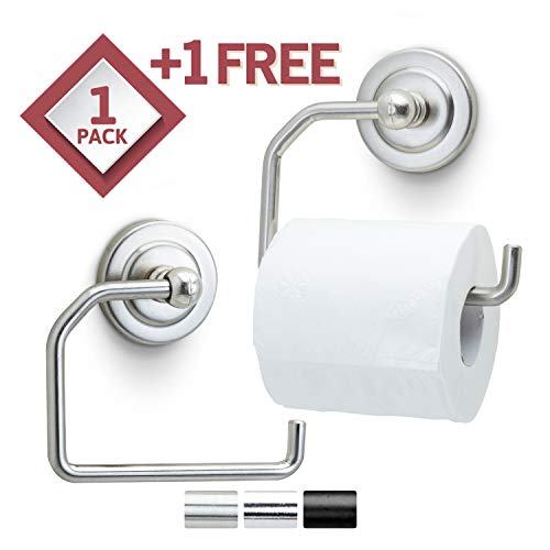 Jack N' Drill Toilet Paper Holder 2-Pack Bathroom Fixture and Organizer in Brushed Nickel Bathroom Accessories, Open Arm with Wall Mounted Base Fits Most Paper Towels and Toilet Paper Roll