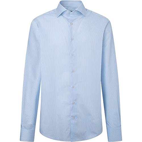 Hackett London Twill Fine Stripe Chemise, White/Blue, 18 Homme