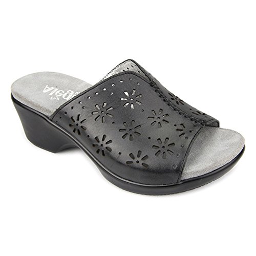 Alegria by PG Lite Women's Sasha Mule Sandal,Black Burnish Leather,EU 39 M