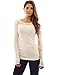 PattyBoutik Women's Crew Neck Lace Long Sleeve Top (Creamy White S)
