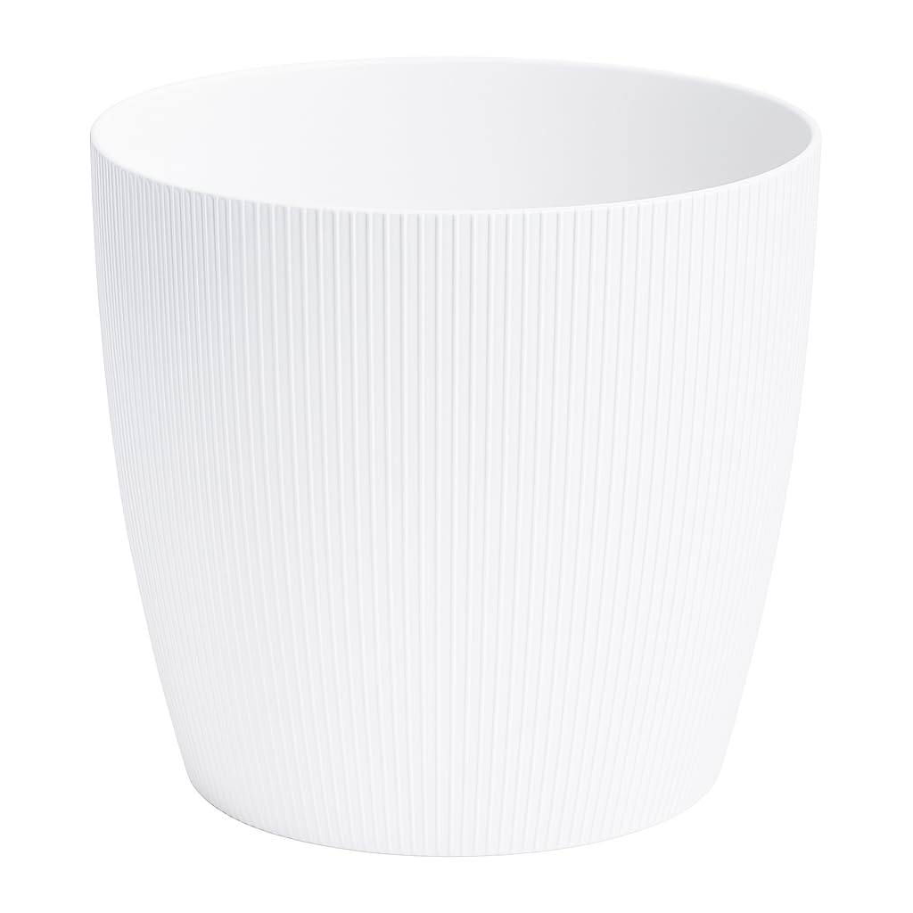 Home Garden Ornaments Decorative Small Plant Pots Indoor – Striped Indoor Plant Pot for Home and Garden (Diameter 13.5cm, White)