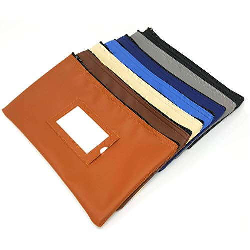 Money Bank Deposit Bag with Zipper | 11x6 inch | 7 Days 7 Pieces 7 Colors | Durable Leatherette Money Cash Coin Check Wallet Pouch with Framed ID Window and 7 Blank Card | Classic | by GIDABRAND - Thumbnail 3